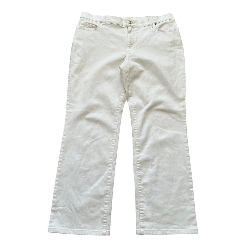 Lands' End White Denim Straight Leg Jeans 16